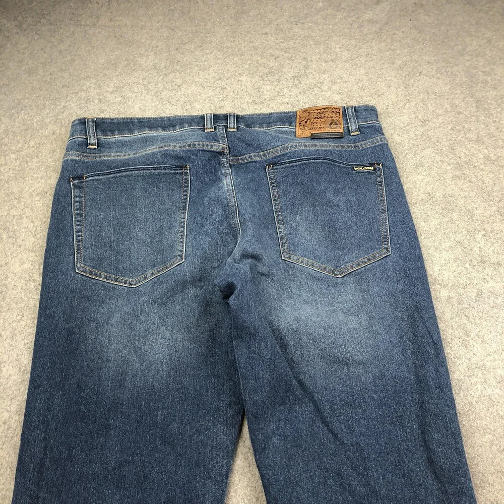 Volcom Jeans Mens 38x32 Blue Solver Modern Straight Medium Wash Denim Pants